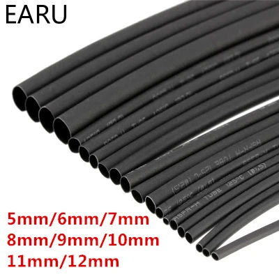 

Round Diameter 5mm/7mm/6mm/8mm/9mm/10mm/11mm/12mm Length 5M Heat Shrink Tubing Shrinkable Tube Black Wire Wrap