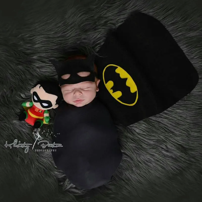 New born Baby Boy Batman Hat Photography Props Outfits Infant Baby