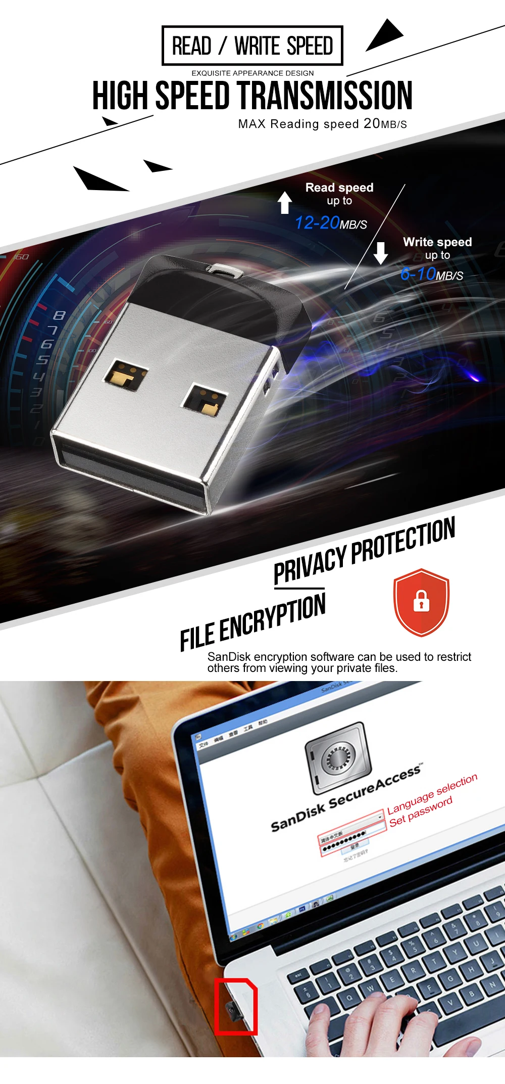 Супер мини-флеш-накопители 64 ГБ 32 ГБ 16 ГБ USB флеш-накопитель SanDisk USB 2,0 CZ33 Memoria Stick u-диск USB флешка
