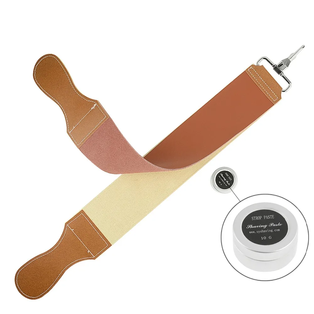 ZY Genuine Leather Canvas Sharpening Strop Knife Sharpener Straight Razor Shave Beard Shaver Strap Belt + 10g Polishing Paste ZY Genuine Leather Canvas Sharpening Strop Knife Sharpener Straight Razor Shave Beard Shaver Strap Belt + 10g Polishing Paste