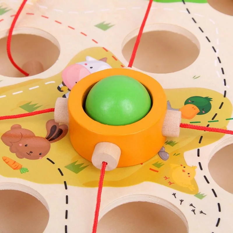 Creative pull ball table game children wooden maze kindergarten early education intellectual strength parent-child toy 3
