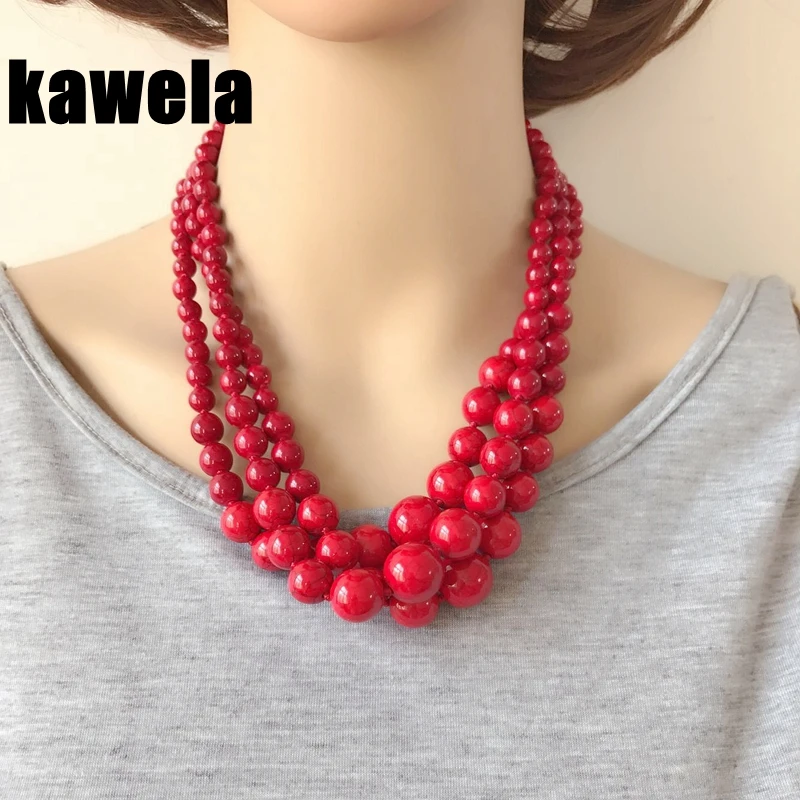 

Three Layers New Red Stone Choker Collar Necklace