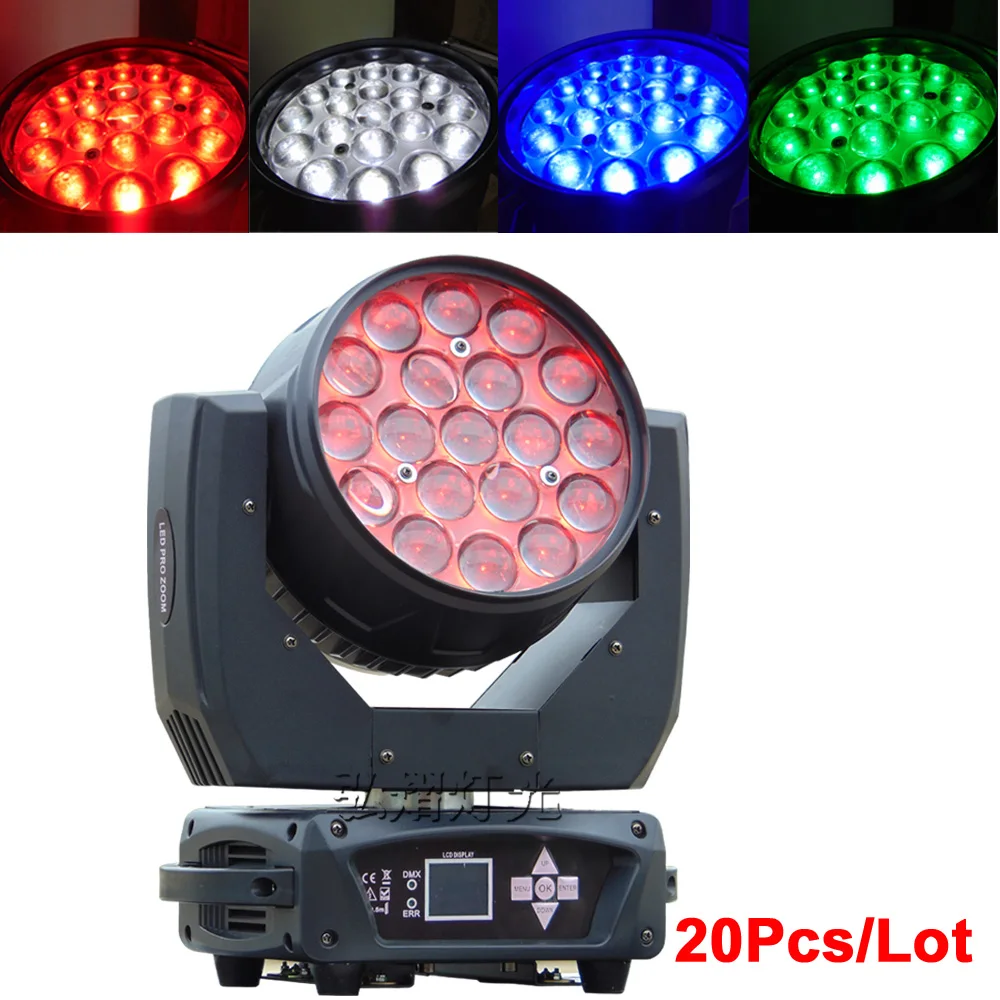 

20 pcs 19x12w LED Moving Head Light RGBW Stage Light wash DMX512 Master-slave Auto Running for DJ Party Disco KTV Nightclub Live