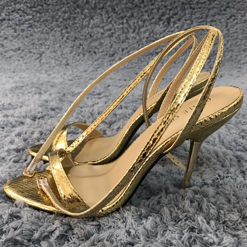 CHMILE CHAU/пикантные вечерние туфли из змеиной кожи; женские босоножки на высоком каблуке-шпильке с ремешком на лодыжке; zapatos mujer; большие размеры 9; 3845-i10