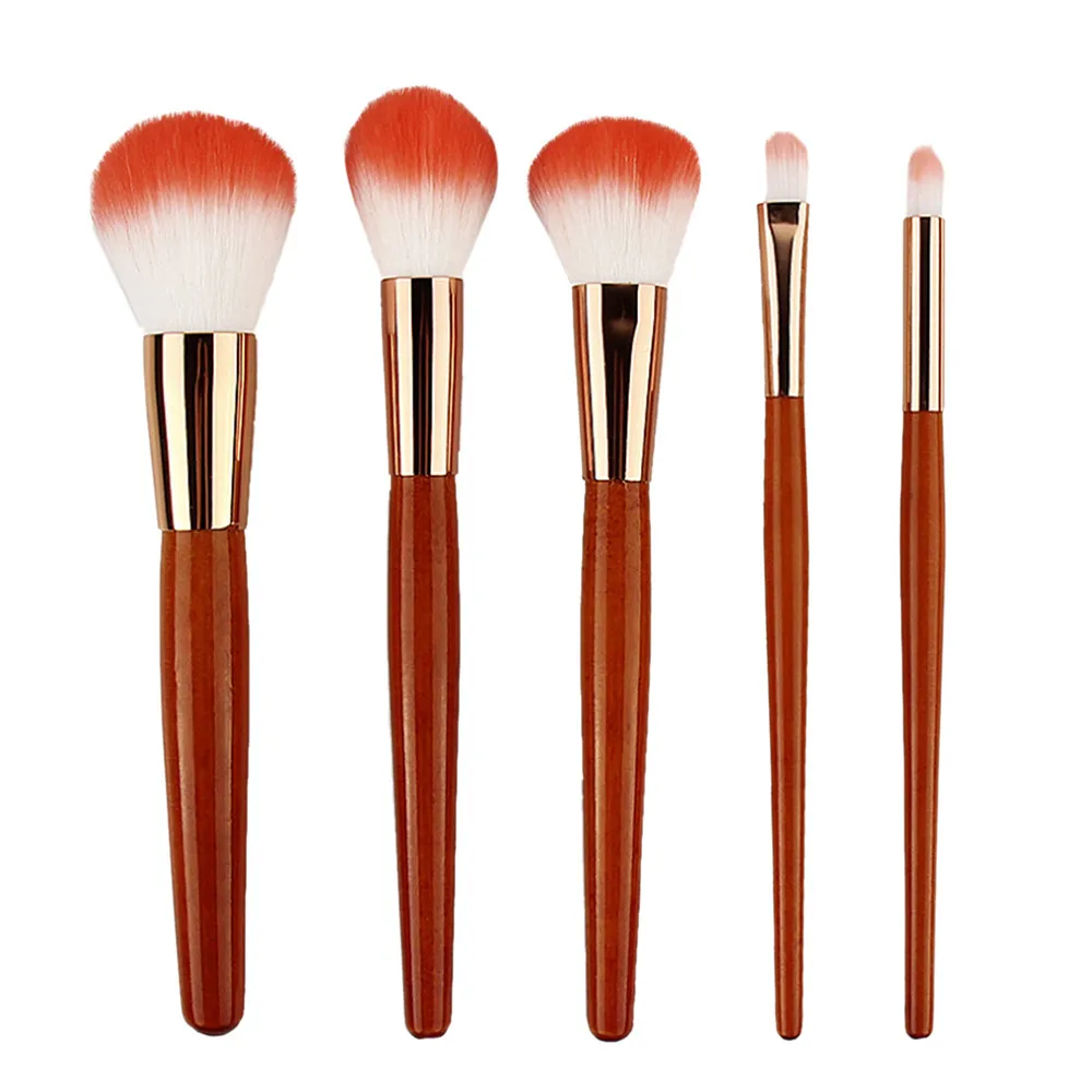 

2019 5pcs Red wooden handle Makeup Brush Imitation Mahogany Handle Makeup Brush Eye Shadow Blush Brush Set G412