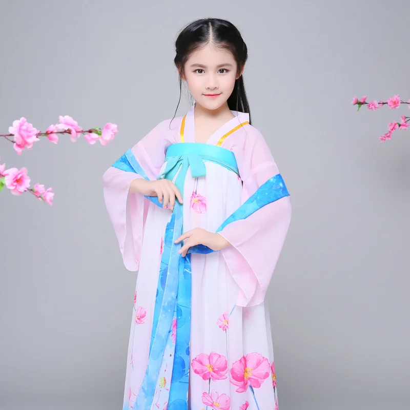 Драматургическое платье для девочек, костюм для китайского традиционного танца, костюмы для девочек, Hanfu, принцесса, Древний китайский танцевальный костюм, косплей