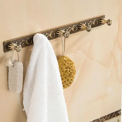 robe hook only 45cm Античный матовый резной аксессуар для ванной комнаты Полка для полотенец Держатель для полотенец держатель для бумаги ткань крючок приспособление для дома BHA01 - Цвет: robe hook only 45cm
