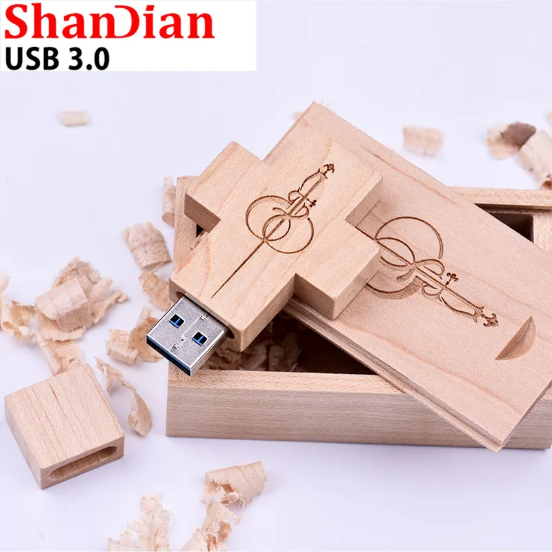 SHANDIAN хит продаж USB3.0 usb накопитель в виде деревянного Креста + коробка USB флеш карта