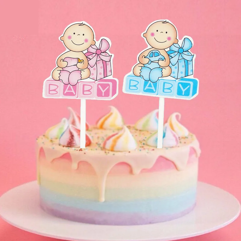 1set Cake Topper Happy Birthday Cupcake Toppers Cake Flags Baby Shower Baby Car Birthday Party Decor Children Kids Party Diy