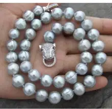 925 silver real genuine natural Leopard Clasp AAA 9-10MM NATURAL SOUTH SEA BAROQUE GRAY PEARL NECKLACE 18inch wholesale 925 silver real genuine natural Leopard Clasp AAA 9-10MM NATURAL SOUTH SEA BAROQUE GRAY PEARL NECKLACE 18inch wholesale