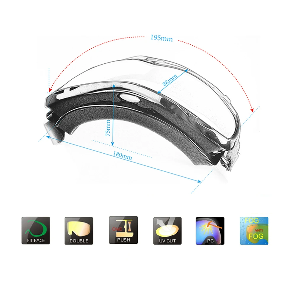 Очки, лыжные очки, сноуборд, снегоход, очки, маска для мужчин и женщин, защита от уф400 лучей, ветрозащитные, снежные, лыжные, противотуманные, двухслойные