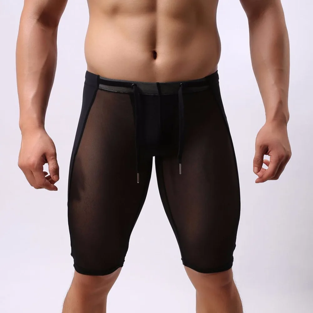 Прозрачные сетчатые прямые шорты супер сексуальные мужские шорты для плавания Brave person одежда для плавания плавки пляжные купальные спортивный купальник