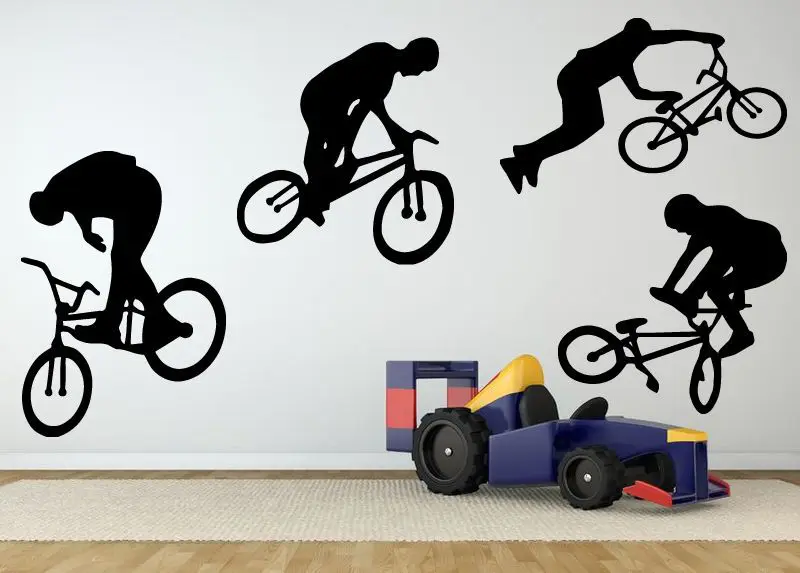 Boy Giant Bmx Bike Bicycle Wall Art Sticker Decal Home DIY ...