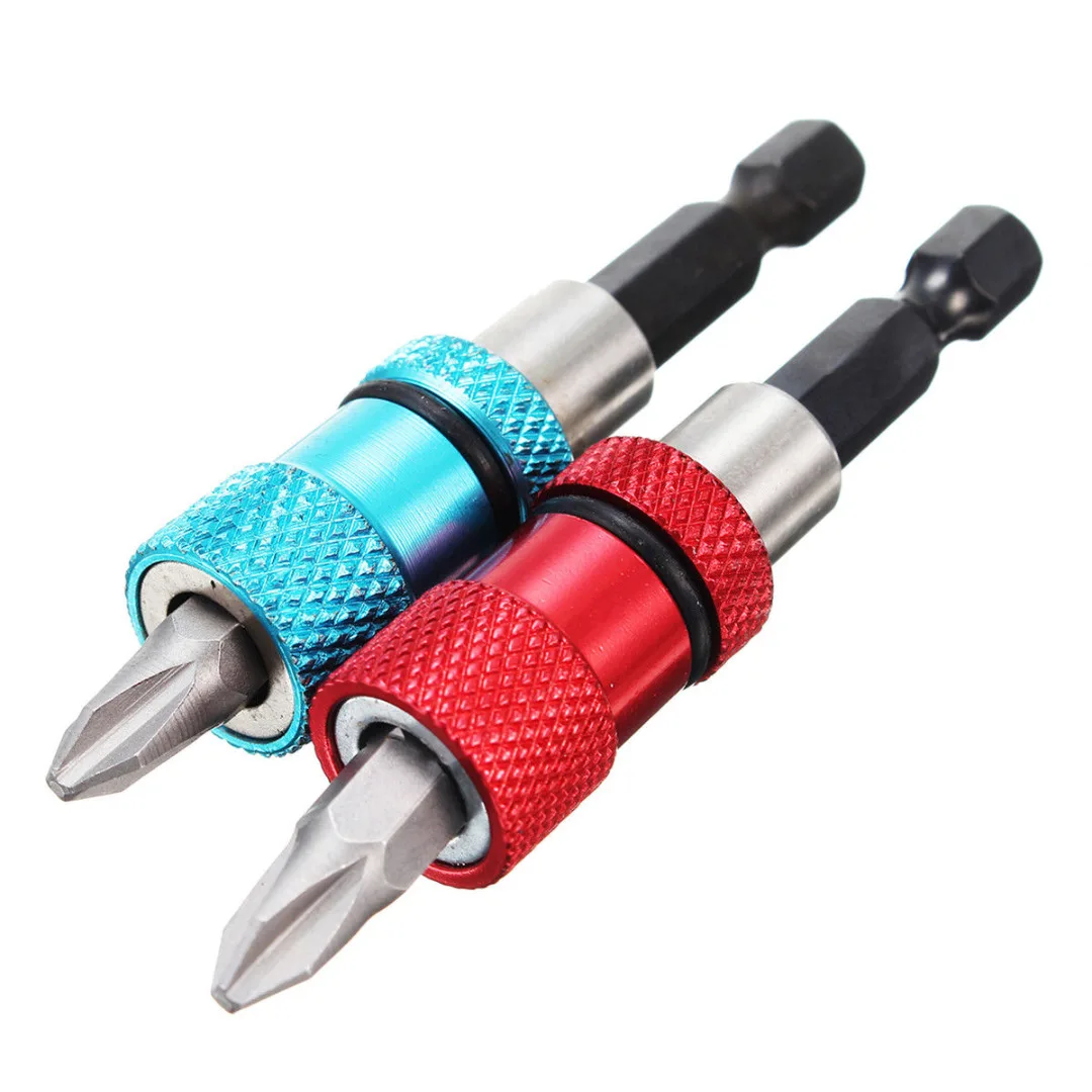 Blue/Red Adjustable 1/4'' Hex Screw Depth Bit Holder Driver Magnetic Tip Home Hand Tool