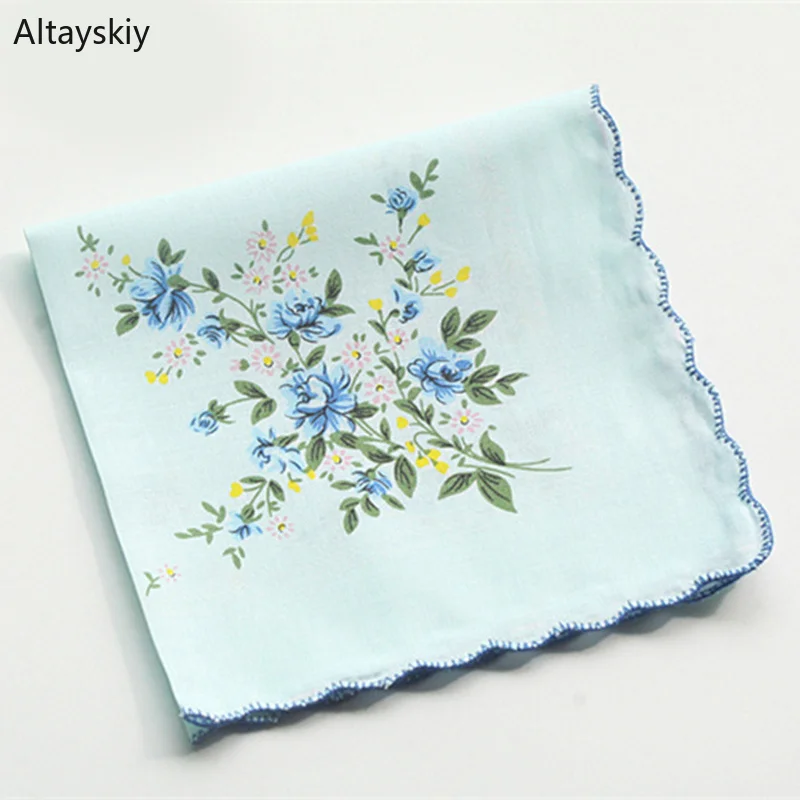 

Handkerchiefs Women Floral Printing Thin Soft Cotton Womens Handkerchief Flowers Simple Kawaii All-match Leisure Trendy Students