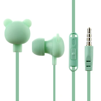 

Wired Headset With Microphone For IOS Android In Ear Audio Lightweight Cartoon Answering Calls Bear Portable Noise Reduction
