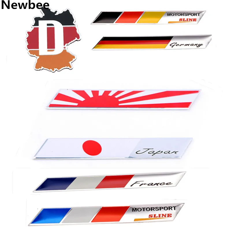 

Newbee 3D Aluminium Car Styling Sticker Motorcycle Decal Japan Germany France Italy England USA National Flag Map Emblem Badge