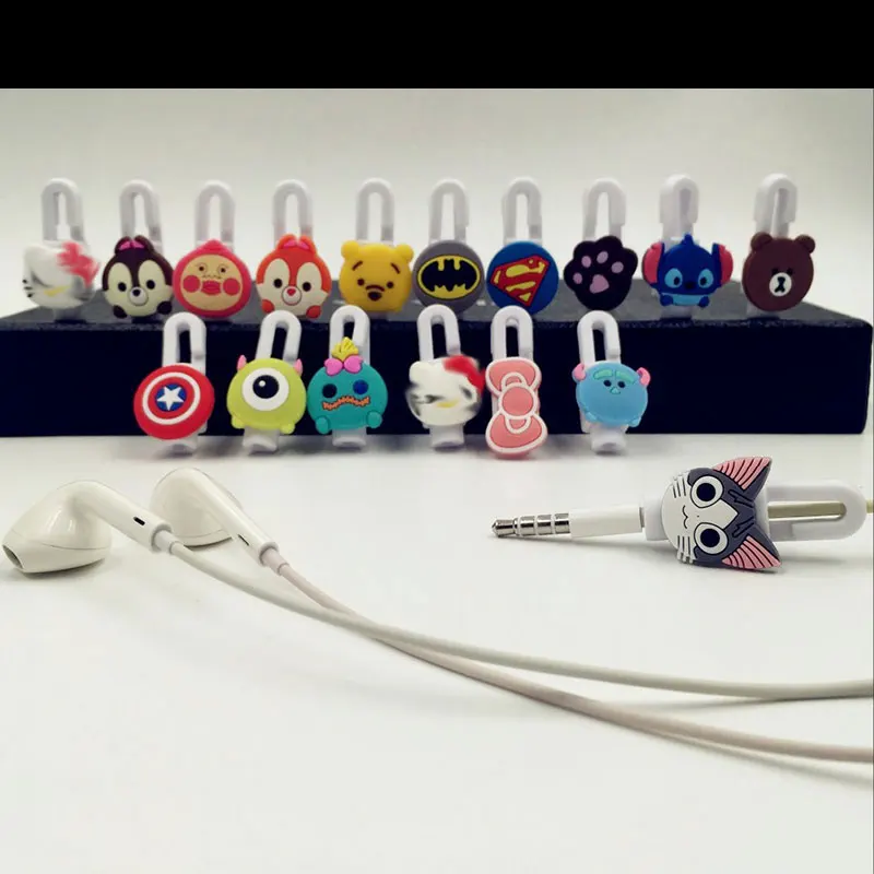 

5pcs Mini Cartoon Earphone Cable Protector Headphone Line Case Saver USB Winder Cover Data Line Protection For Iphone