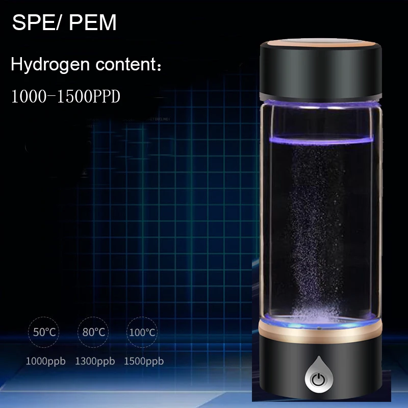 SPE/PEM водород богатый генератор бутылка с ионизатором воды со сливным отверстием Seperate H2 и O2 высокочистый водород ПЭТ бутылка использования