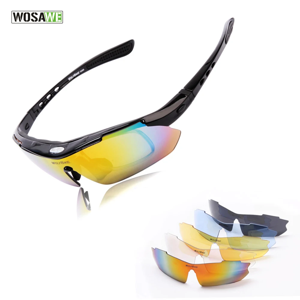 

2013 Professional Black cycling glasses racing motorcycle sports safety glasses bike sunglasses bicycle glasses goggles 5 lens