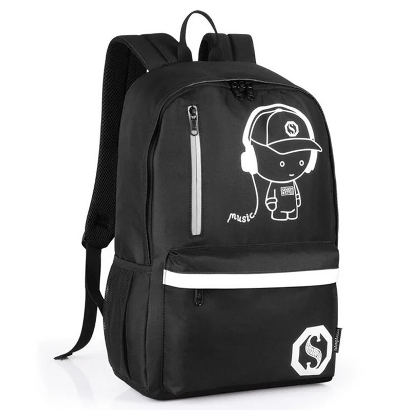 SENKEY Style новый аниме светящийся USB зарядка Для мужчин рюкзаки школьные рюкзак