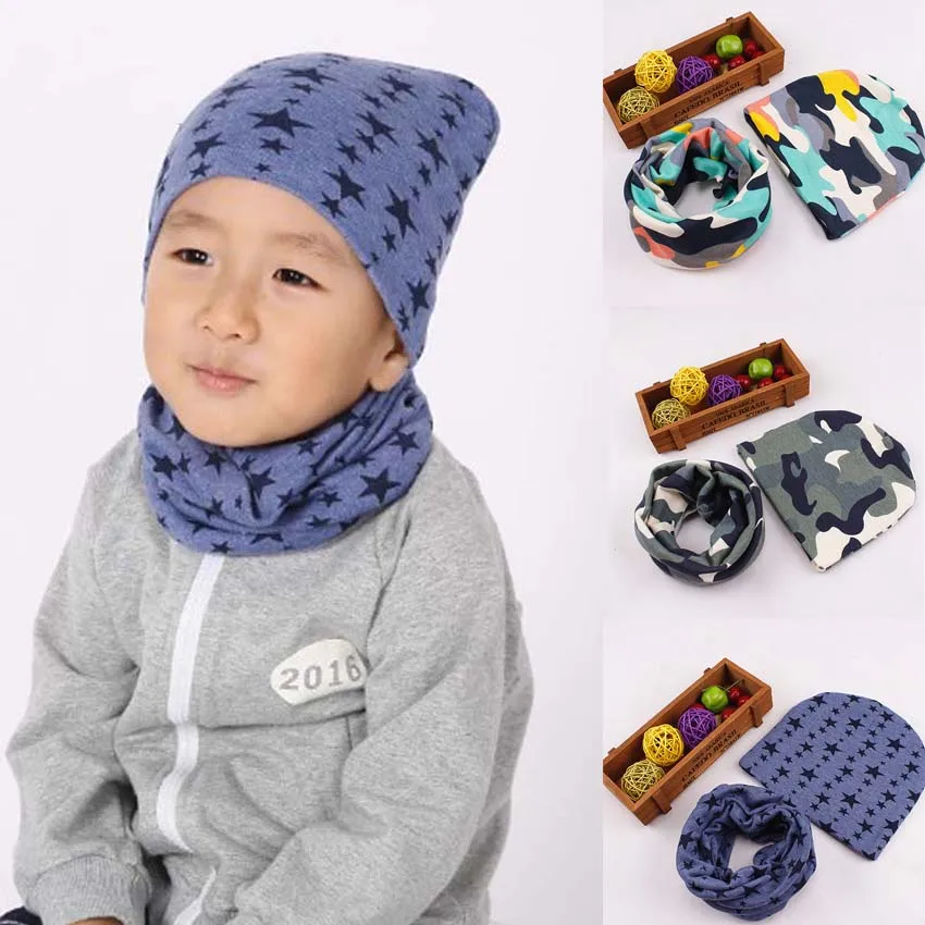 

2 Piece/ Set Hat Scarf Gloves Baby Winter Cap Star Beanie Warm Hats for Children Neck Warmer Photography Props