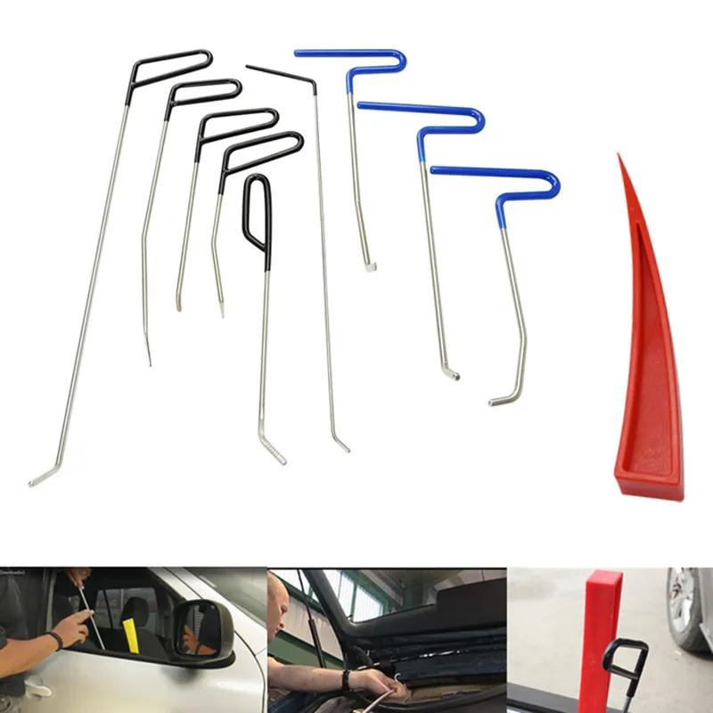 

PDR Hooks Tools Push Rods Dent Removal Car Dent Repair Car Body Repair Kit Paintless Dent Repair red wedge Tools Set