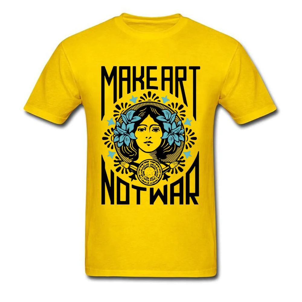  Mens Tshirts Make art not war 20890 cosie Tops & Tees 100% Cotton O Neck Short Sleeve Design Tops Shirt Summer Autumn Make art not war 20890 yellow