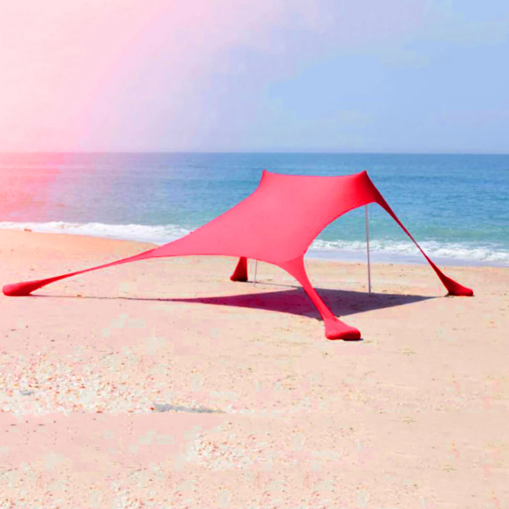 Portable Canopy Sunshade UV Protection Camping Beach Tent with Sand Anchors, 210x210x160cm