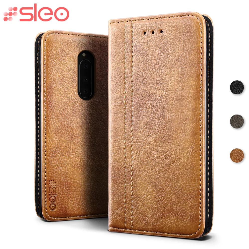 

SLEO Customized Case for Sony Xperia 1 Case PU Leather Flip Cover for Sony Xperia XZ4 Compact Coque Phone Shell Book Style