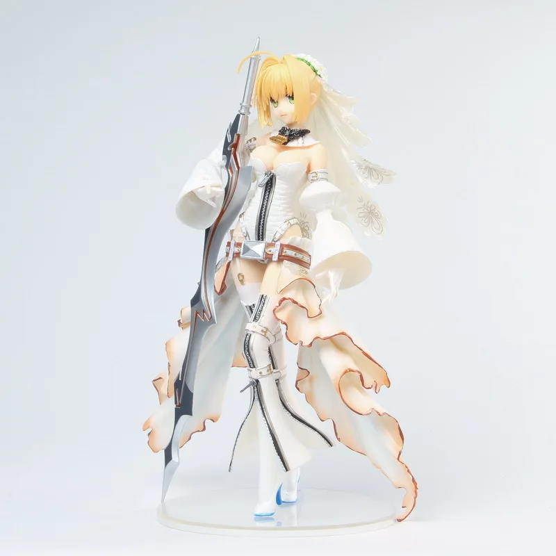 24cm New Arrival Anime Action Figure FGO Fate Grand Order Saber Wedding Ver Model PVC Decoration White Dress Doll Brinquedos (5)