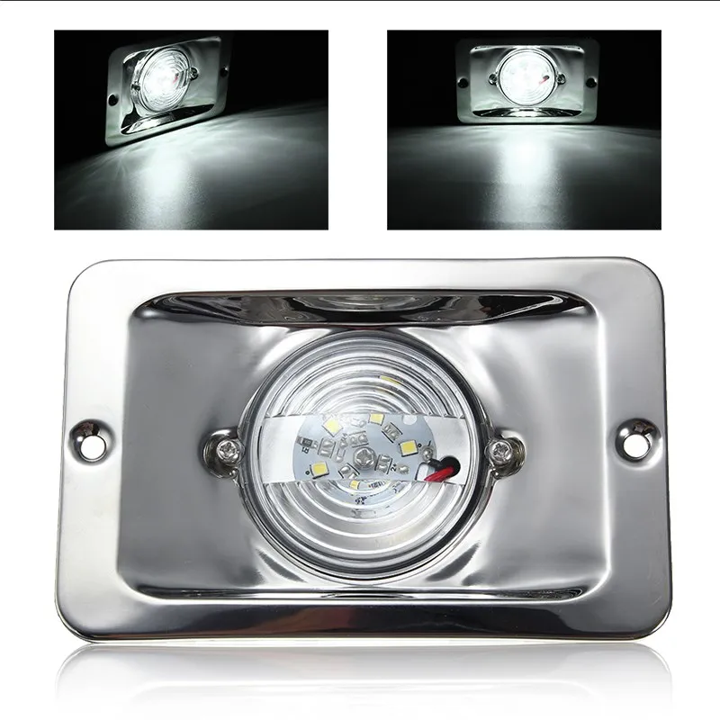

White LED Square Marine Stainless Steel Transom Ship Lights Boat Lights Navigation Lamp DC 12V Waterproof
