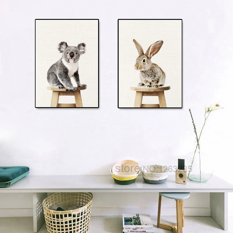 

Nordic Poster Cute Animal Rabbit Wall Art Canvas Painting Posters And Prints Koala Wall Pictures For Living Room Unframed