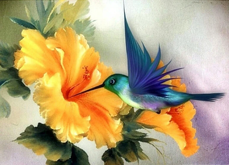 

Full Square/square Drill 5D DIY Diamond Painting "Animal hummingbird" 3D Embroidery Cross Stitch Mosaic Decor Gift A00544
