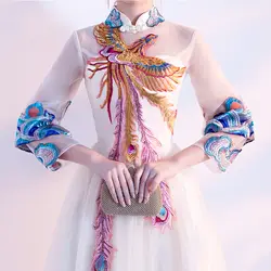 2018 новый Cheongsam летние длинные китайский Стиль Винтаж Феникс Платье с вышивкой