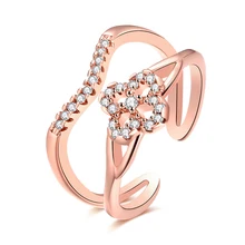 JEXXI Einstellbare Frauen Blume Cocktail Ringe Für Kleid Ball Weißes Gold Überzogen Oder Rose Gold Überzogene Ring Kristall Dekoration