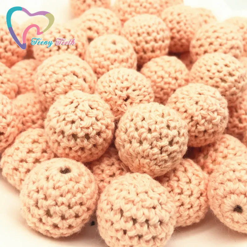 

Teeny Teeth 10 PCS Peach 16-20 MM Crochet Round Wooden Chew Beads Crochet Ball Baby Accessories Wooden Teething Jewelry Hot Sale