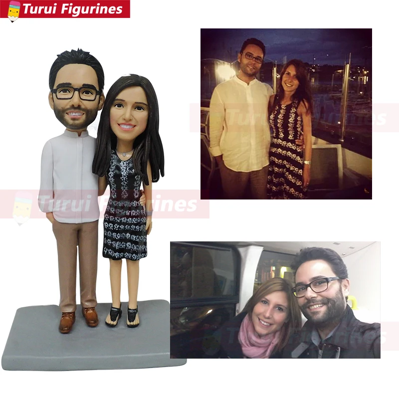 مخصص عاشق زوجين bobblehead التماثيل الرياضة البيسبول فريق الشكل مع قمصان رياضية مخصصة زي دمى الطين