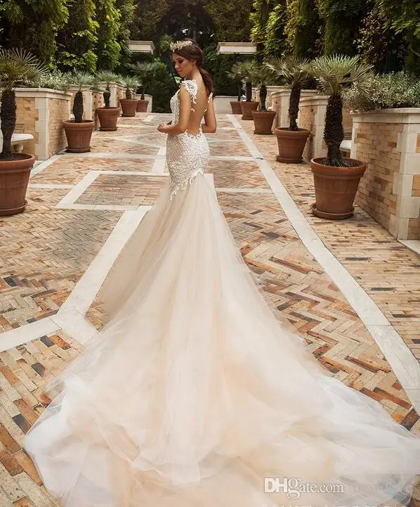 crystal-design-mermaid-wedding-dress-sexy-see-through-back-vestido-de-novia-champagne-lace-2018-wedding-dresses (3)