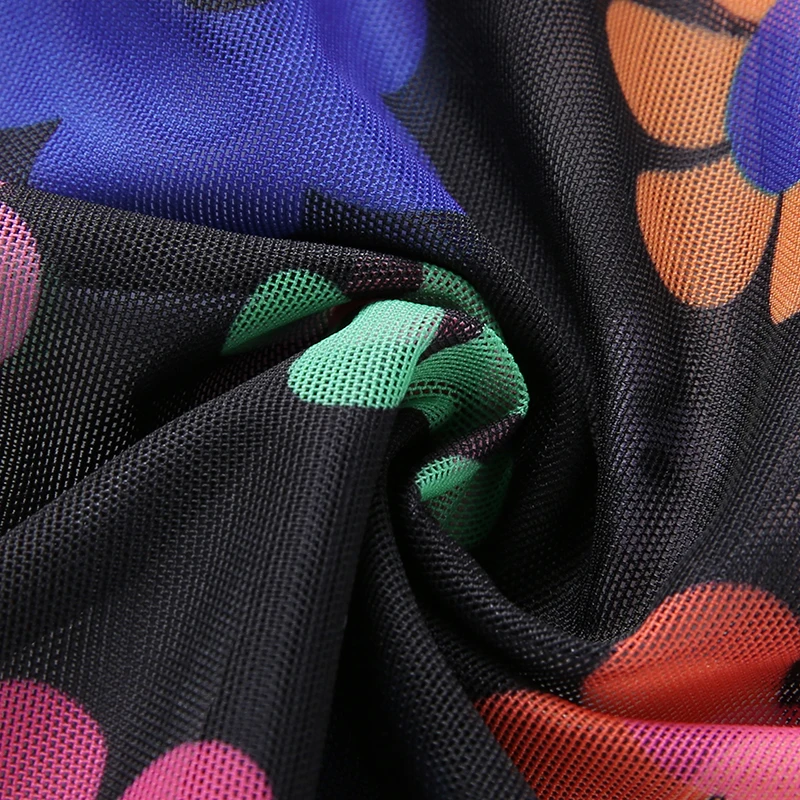 Weekeep женская сексуальная сетка футболка с длинными рукавами принт перспектива o-образным вырезом Bodycon обрезанная летняя уличная