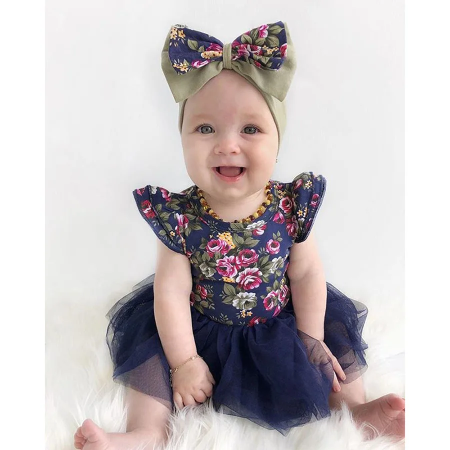 1-4Y Princess Girls Dress Baby Clothes Kids Dresses For Baby Girl Dress Summer Lace Floral Infant Girls Clothes With Headband (1)