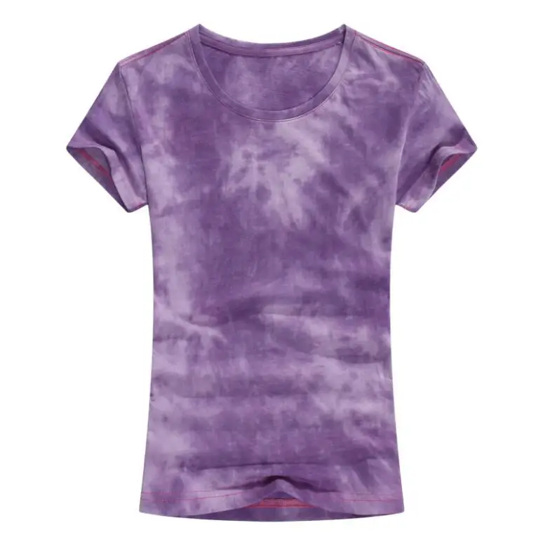 Плиссе оборки два многослойный короткий рукав футболка Женщина открытыми плечами с рукавами модный харадзюку футболка простой одноцветный сплошной цвет совок квадратный вырез майка свободный хипстер свободный - Цвет: purple tie dye