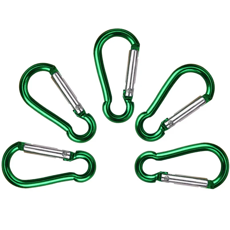 5PCS Aluminum Alloy Carabiner Spring Snap Clip Hooks Keychain Multifunction Outdoor Tools Climbing Hiking Accessories #4S13 (11)