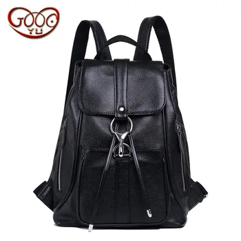 

European and American fashion cylinder leather backpack First layer leather women's belt buckle Bucket bag
