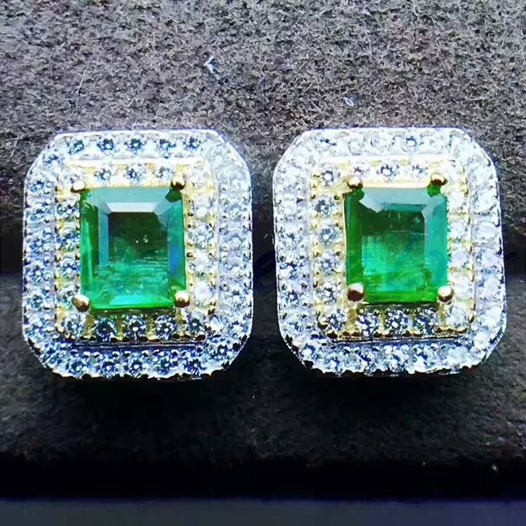 Natural Emerald Stud Earring And Real 925 Sterling Natural Emerald Stud Earring And Real 925 Sterling Silver 0 6ct 2pcs Gems For Men Or Women Jewelry In Earrings From Accessories On