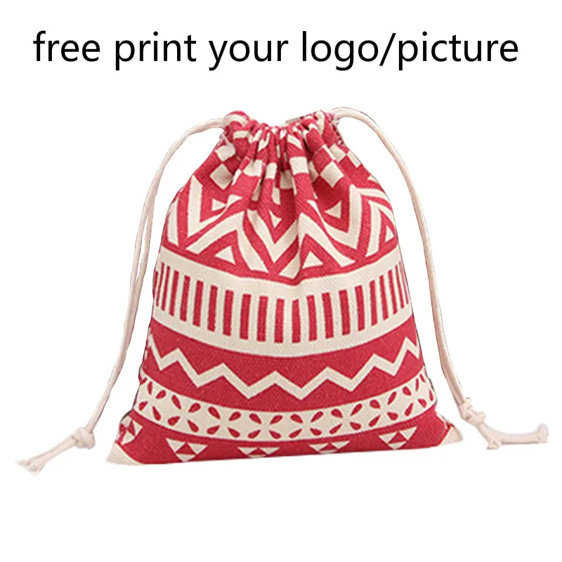 

Pattern custom bundle pocket high quality canvas picture customized small bag cloth drawstring print logo photo design handbag