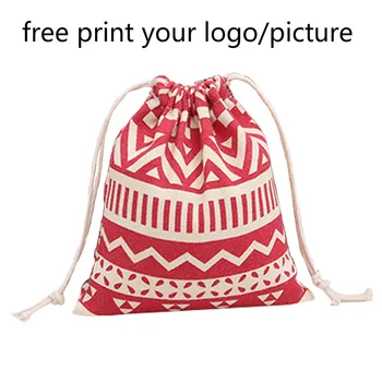 

Pattern custom bundle pocket high quality canvas picture customized small bag cloth drawstring print logo photo design handbag