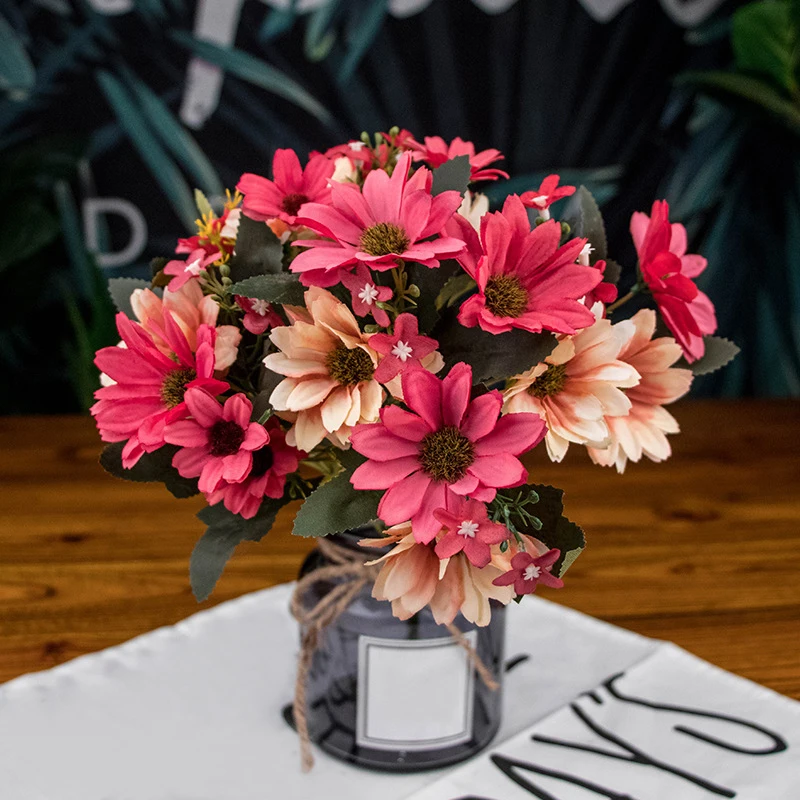 Дешевый Букет маргариток 30 см Искусственный Шелк Красочные цветы для домашнего офиса свадьбы художественный Декор