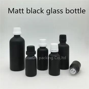 

Free Shipping 10ml 15ml 20ml 30ml 50ml 100ml Black Frosted Glass Bottle with tamper evident cap plug Perfume bottle