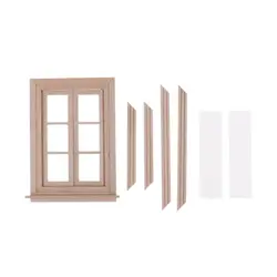 FBIL-1: 12 кукольный домик Миниатюрные двойные деревянные окна 6 рамка панели и стеклянная пластина кукольный домик ручной работы двойные